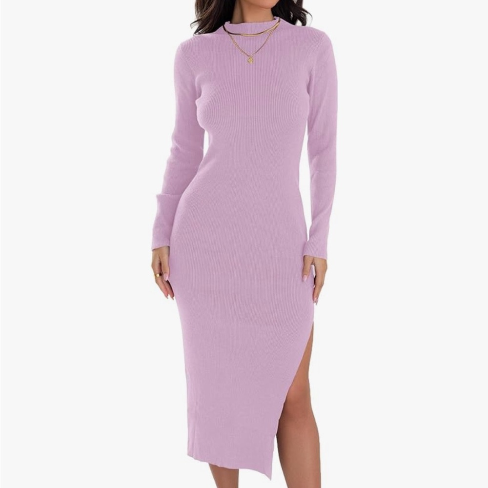 Elegant Lavender Long Sleeve Dress